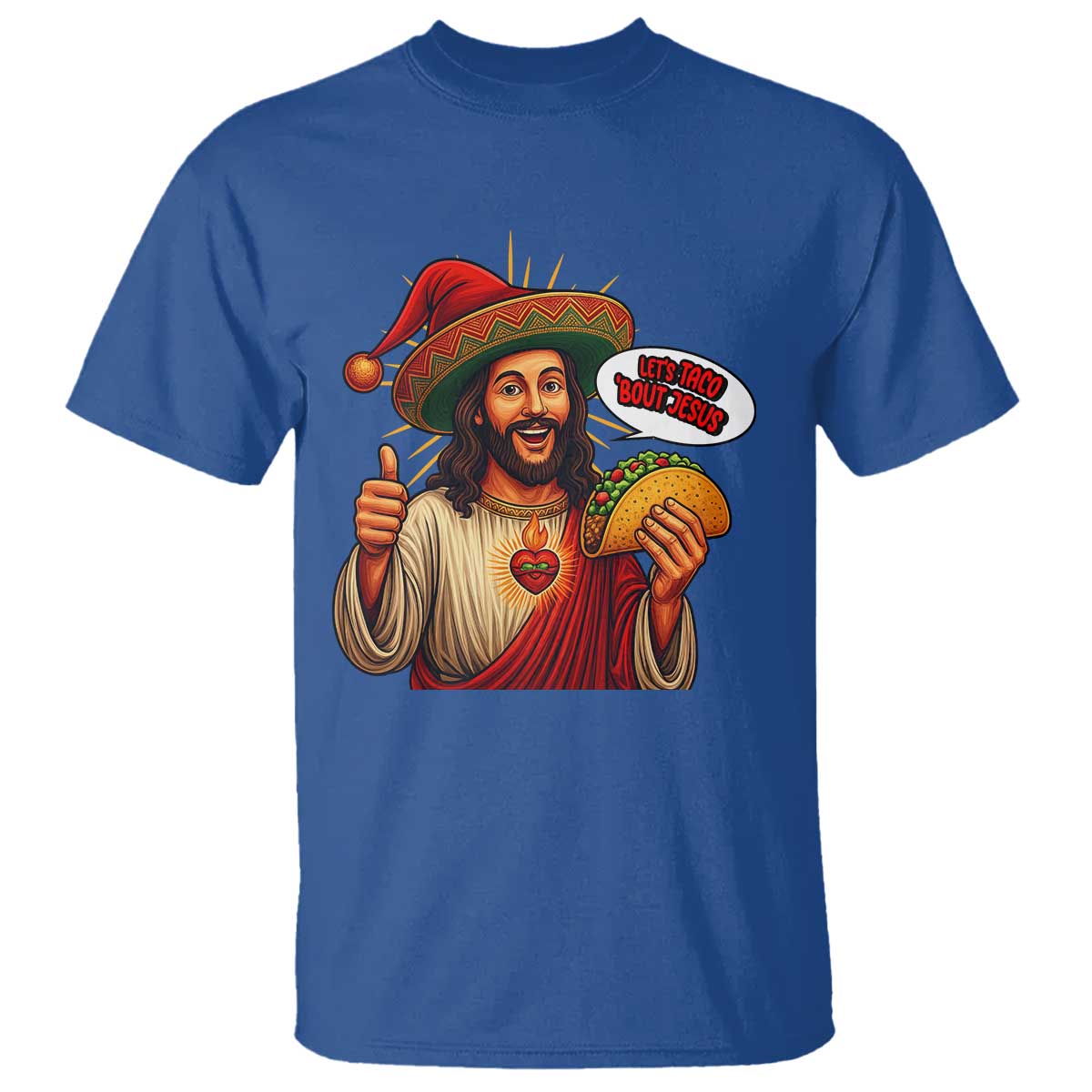Funny Jesus Taco Mexican T Shirt Let Us Taco About Jesus - Wonder Print Shop