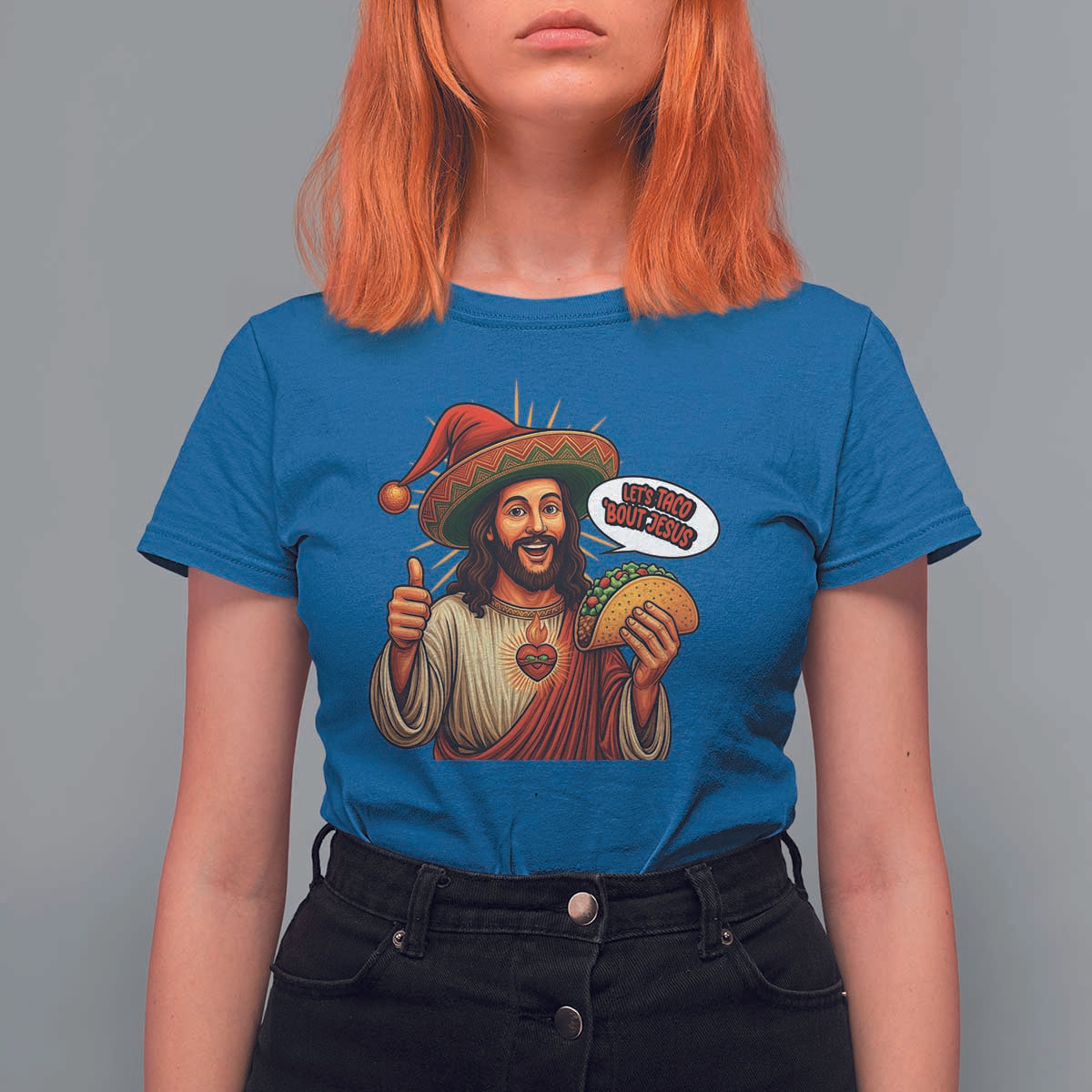 Funny Jesus Taco Mexican T Shirt For Women Let Us Taco About Jesus - Wonder Print Shop