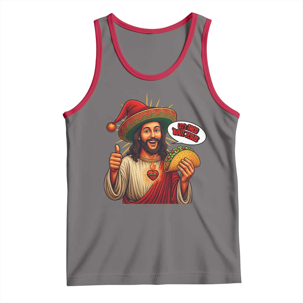 Funny Jesus Taco Mexican Tank Top Let Us Taco About Jesus - Wonder Print Shop
