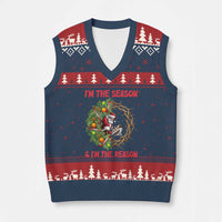 Santa Xmas V-Neck Knit Sweater Vest Baby Jesus Christian Xmas - Wonder Print Shop