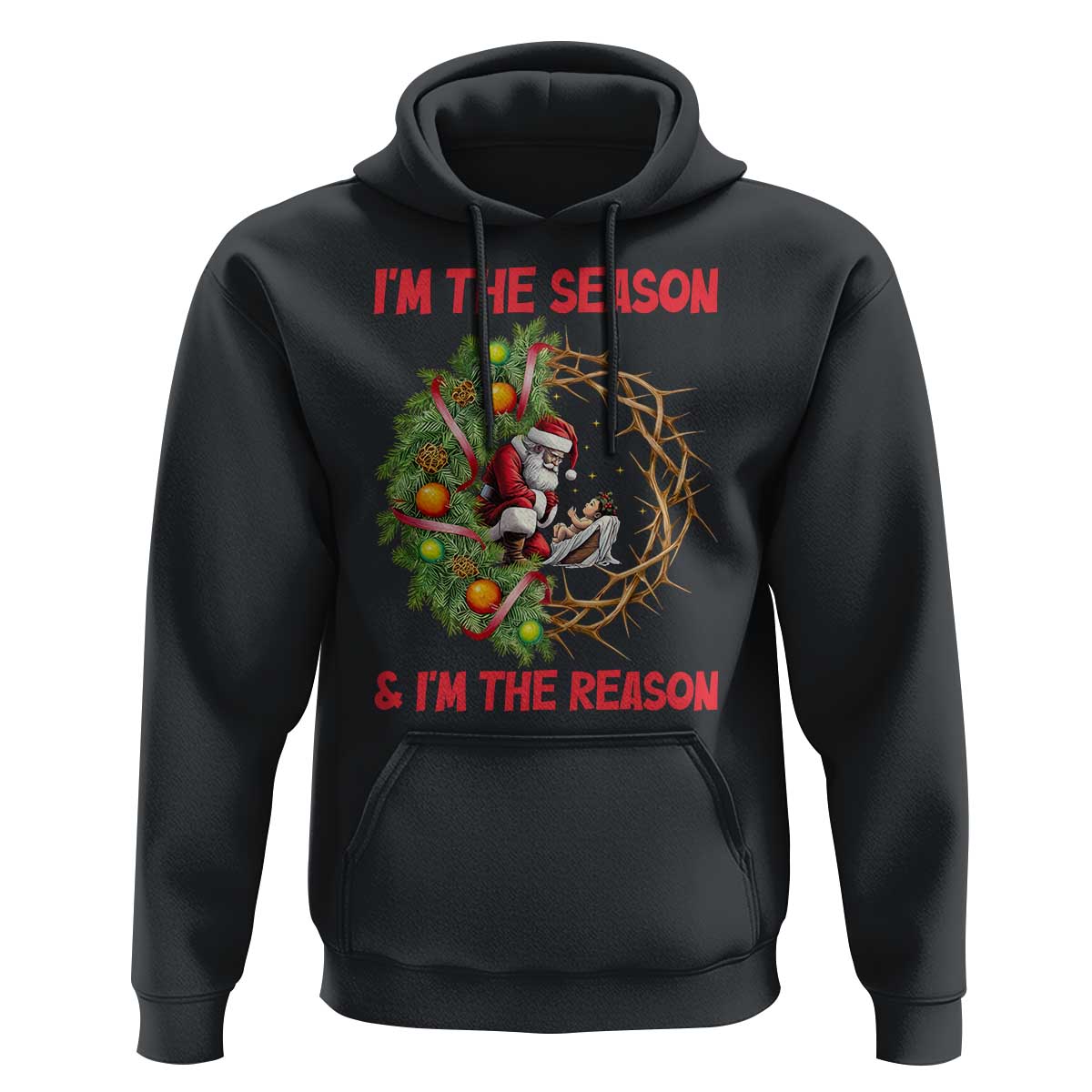 Santa Christmas Hoodie Baby Jesus Christian Xmas - Wonder Print Shop
