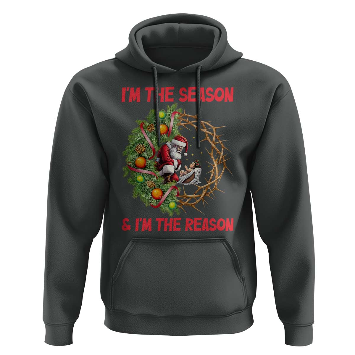 Santa Christmas Hoodie Baby Jesus Christian Xmas - Wonder Print Shop