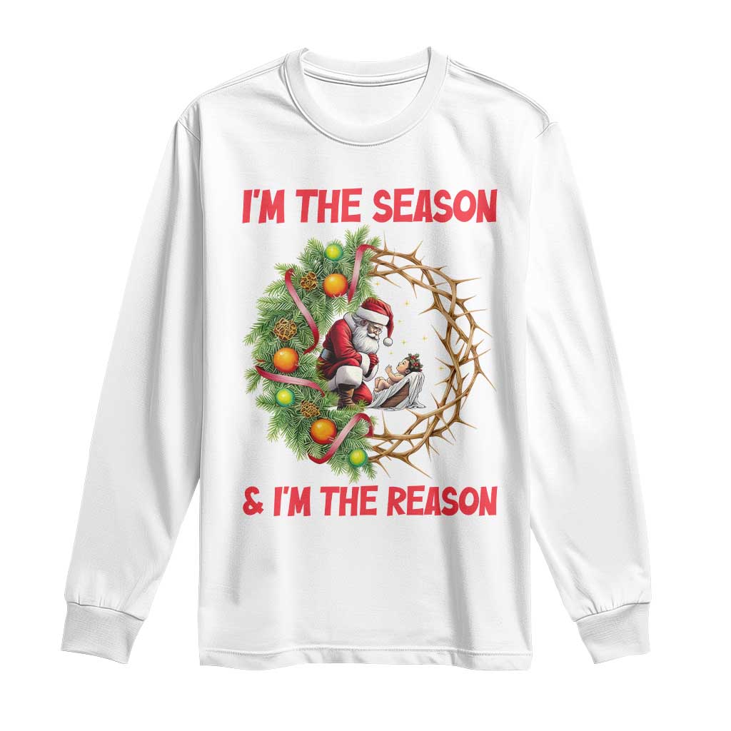 Santa Christmas Long Sleeve Shirt Baby Jesus Christian Xmas - Wonder Print Shop