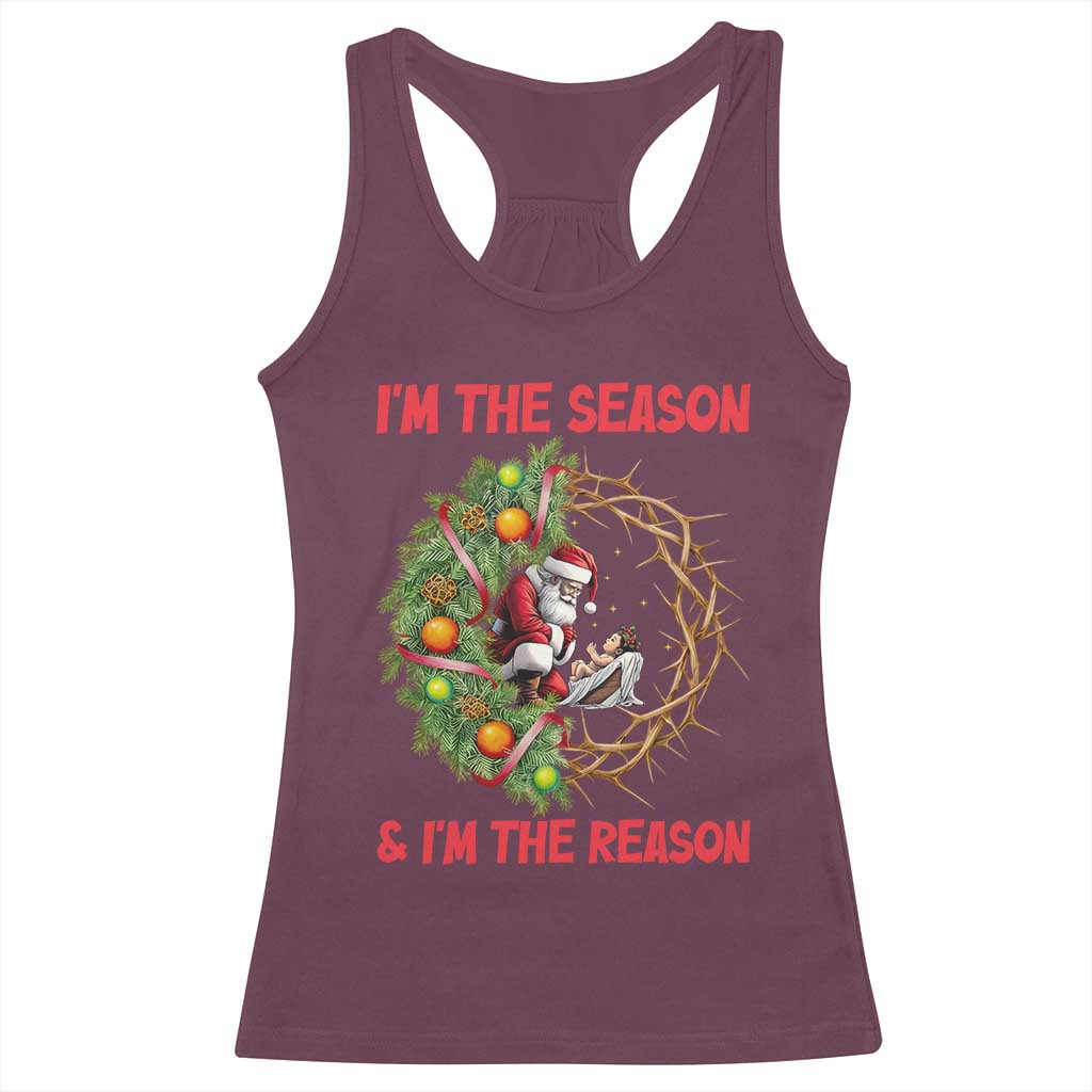 Santa Christmas Racerback Tank Top Baby Jesus Christian Xmas - Wonder Print Shop