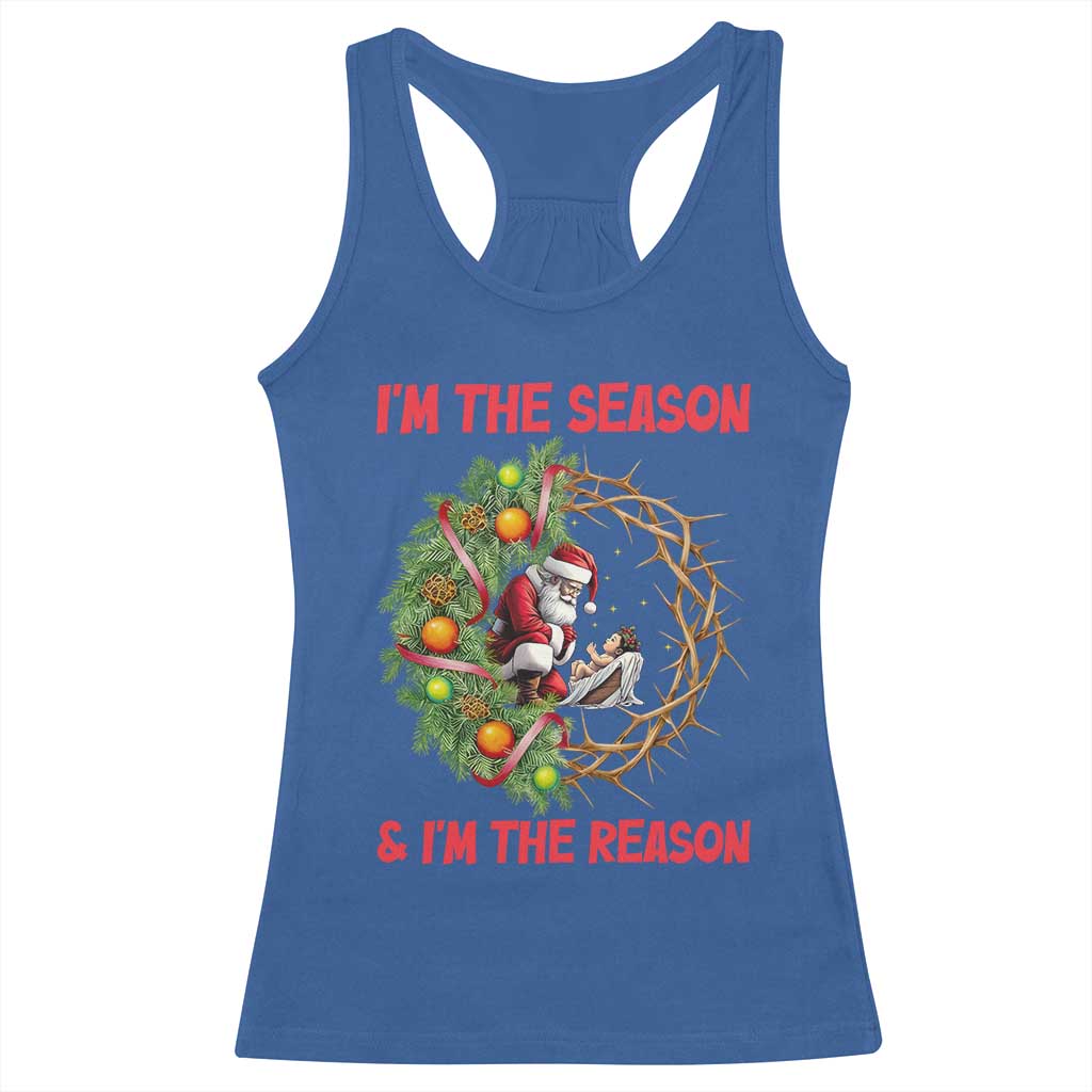 Santa Christmas Racerback Tank Top Baby Jesus Christian Xmas - Wonder Print Shop