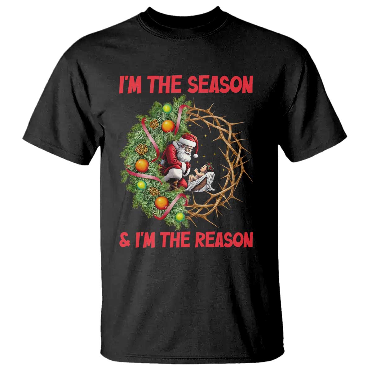 Santa Christmas T Shirt Baby Jesus Christian Xmas - Wonder Print Shop