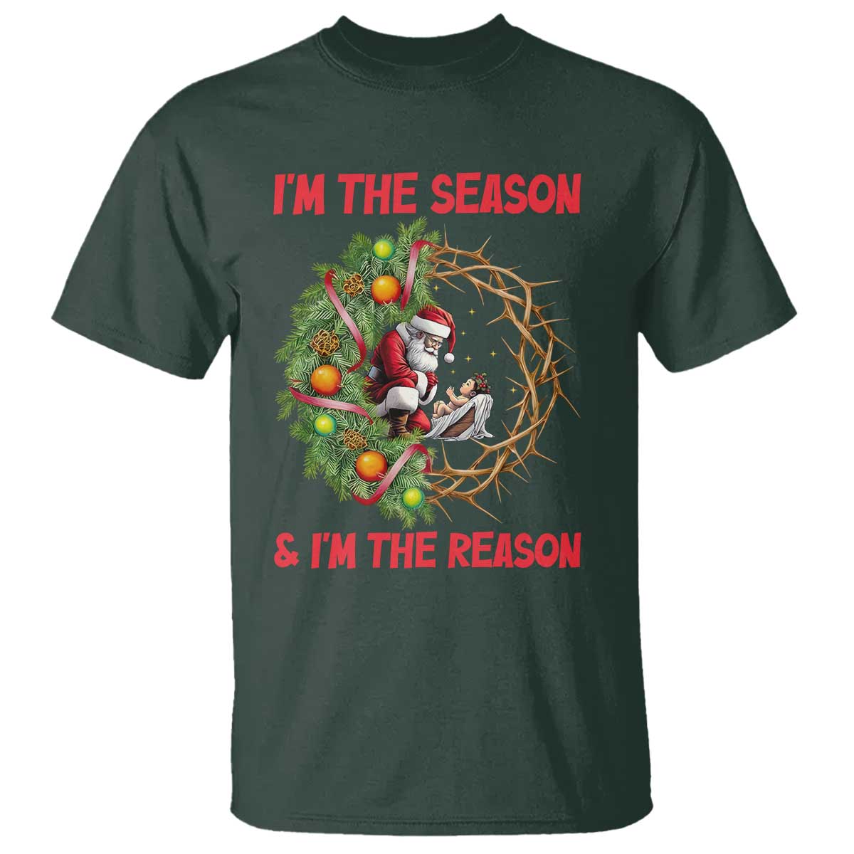 Santa Christmas T Shirt Baby Jesus Christian Xmas - Wonder Print Shop