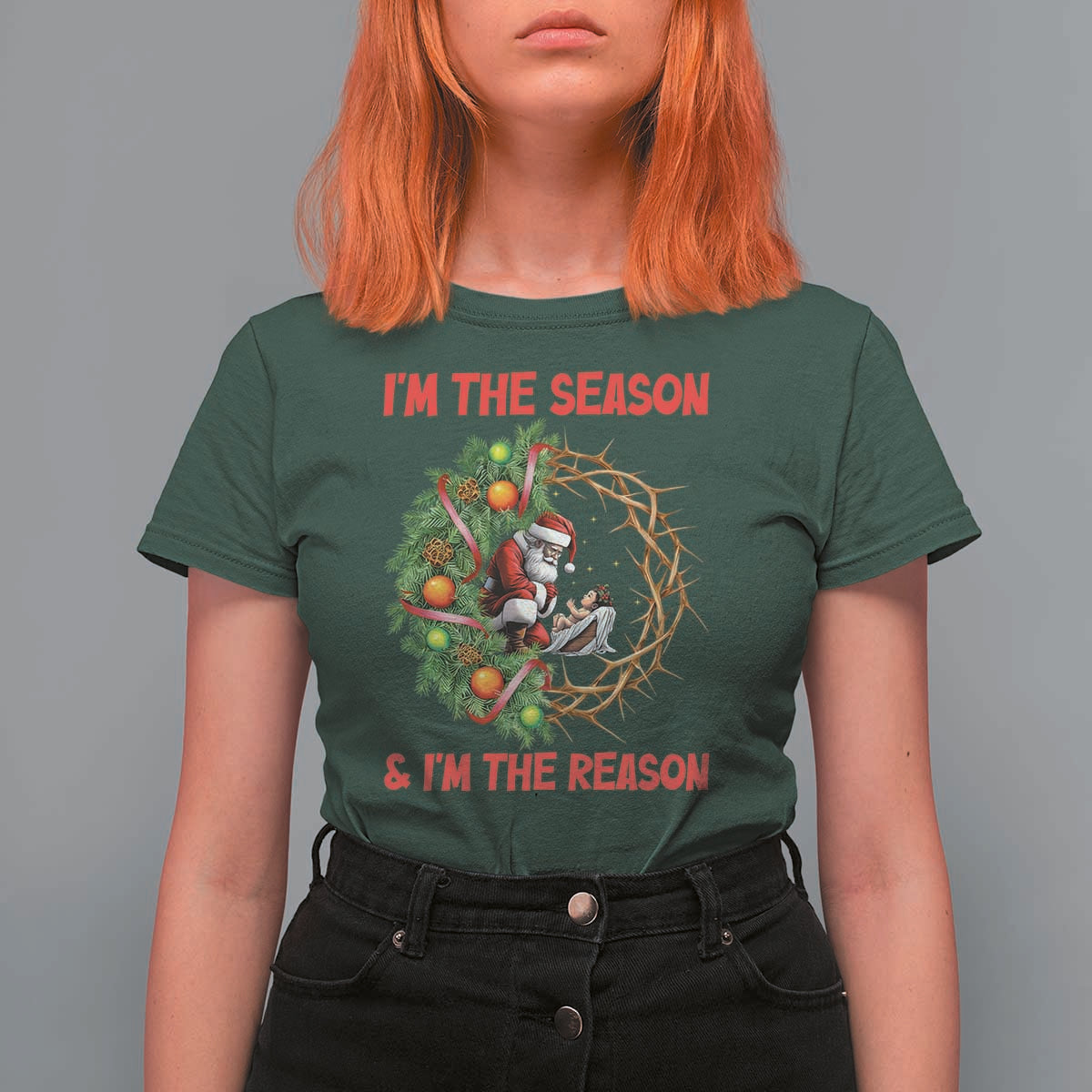 Santa Christmas T Shirt For Women Baby Jesus Christian Xmas - Wonder Print Shop