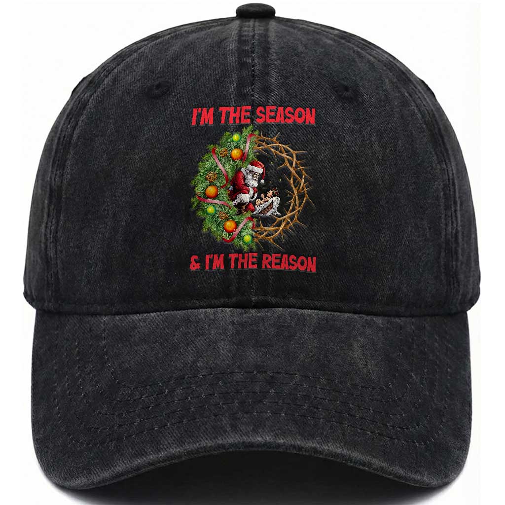 Santa Christmas Washed Cotton Baseball Cap Baby Jesus Christian Xmas