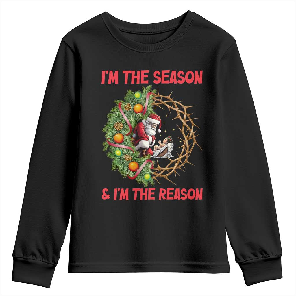 Santa Christmas Youth Sweatshirt Baby Jesus Christian Xmas - Wonder Print Shop