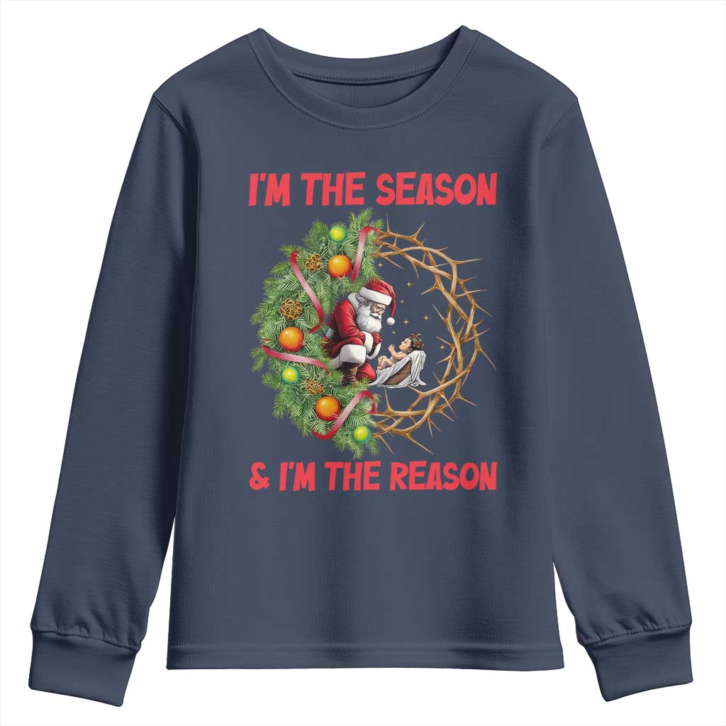 Santa Christmas Youth Sweatshirt Baby Jesus Christian Xmas - Wonder Print Shop