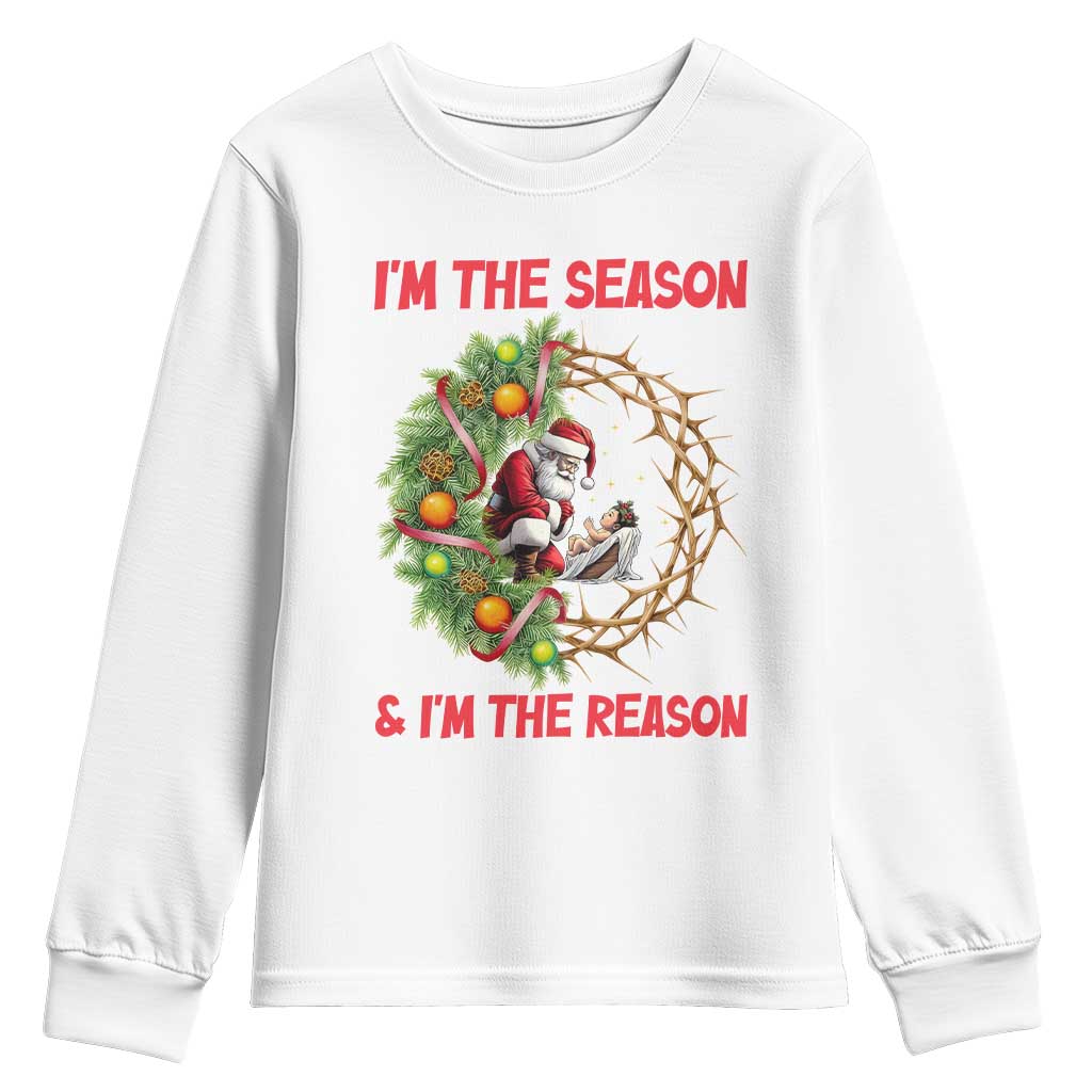 Santa Christmas Youth Sweatshirt Baby Jesus Christian Xmas - Wonder Print Shop
