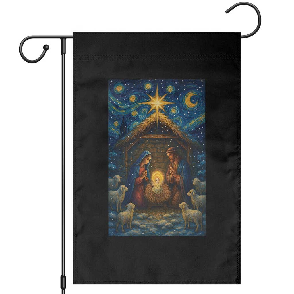 Jesus Christmas Garden Flag Starry Night Nativity Scene Xmas - Wonder Print Shop