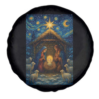 Jesus Christmas Spare Tire Cover Starry Night Nativity Scene Xmas - Wonder Print Shop