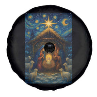 Jesus Christmas Spare Tire Cover Starry Night Nativity Scene Xmas - Wonder Print Shop