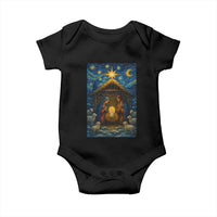 Jesus Christmas Baby Onesie Starry Night Nativity Scene Xmas - Wonder Print Shop