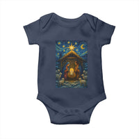 Jesus Christmas Baby Onesie Starry Night Nativity Scene Xmas - Wonder Print Shop