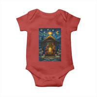 Jesus Christmas Baby Onesie Starry Night Nativity Scene Xmas - Wonder Print Shop