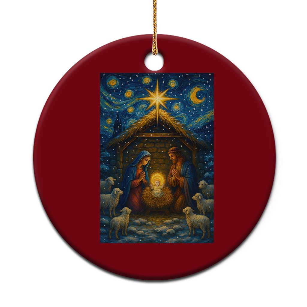 Jesus Xmas Ceramic Ornament Starry Night Nativity Scene Xmas - Wonder Print Shop