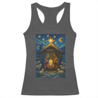 Jesus Christmas Racerback Tank Top Starry Night Nativity Scene Xmas - Wonder Print Shop
