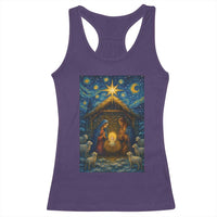 Jesus Christmas Racerback Tank Top Starry Night Nativity Scene Xmas - Wonder Print Shop