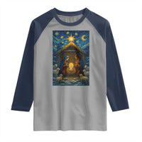 Jesus Christmas Raglan Shirt Starry Night Nativity Scene Xmas - Wonder Print Shop