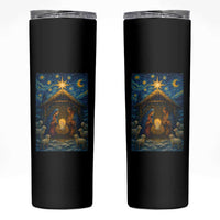 Jesus Christmas Skinny Tumbler Starry Night Nativity Scene Xmas - Wonder Print Shop