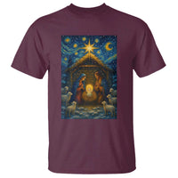 Jesus Christmas T Shirt Starry Night Nativity Scene Xmas - Wonder Print Shop