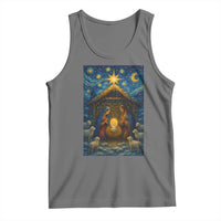 Jesus Christmas Tank Top Starry Night Nativity Scene Xmas - Wonder Print Shop
