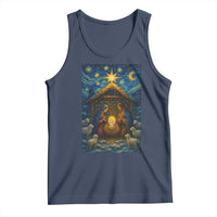Jesus Christmas Tank Top Starry Night Nativity Scene Xmas - Wonder Print Shop