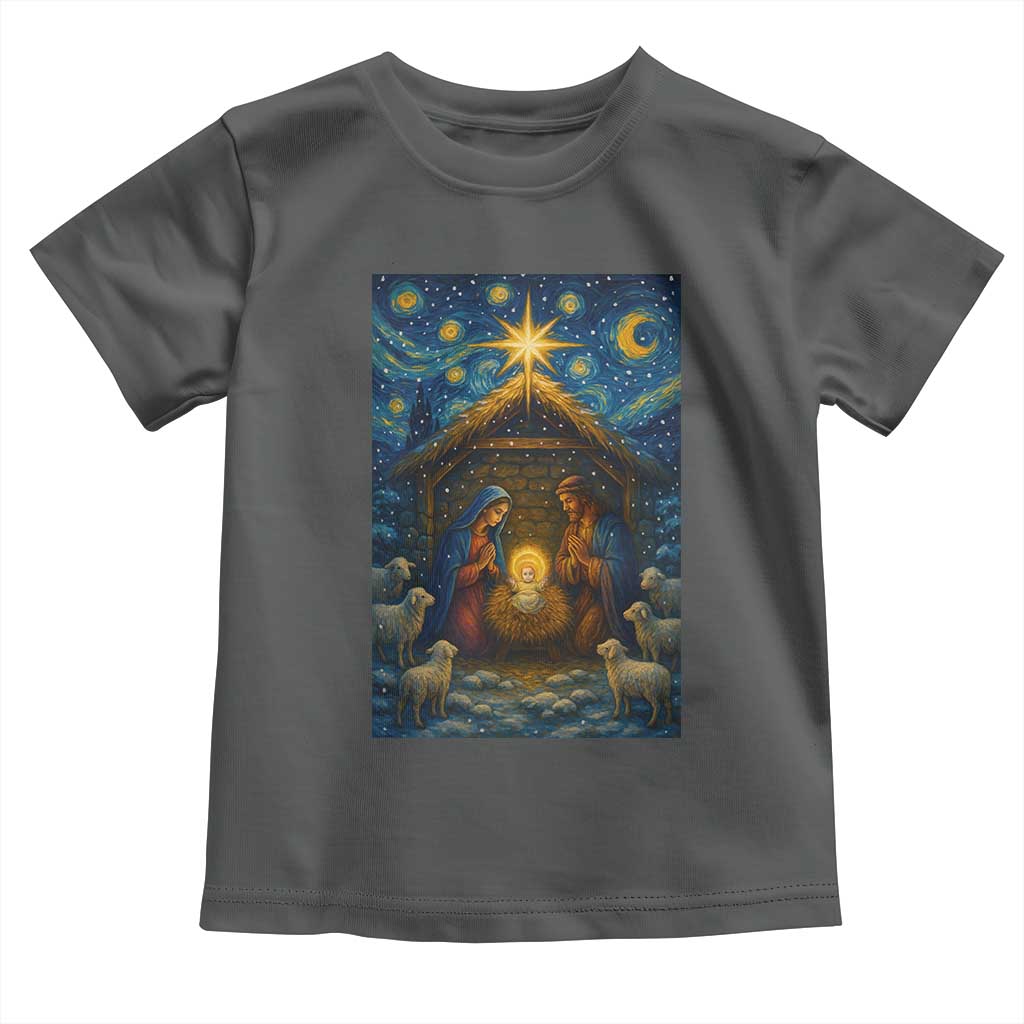 Jesus Christmas Toddler T Shirt Starry Night Nativity Scene Xmas - Wonder Print Shop