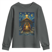 Jesus Christmas Youth Sweatshirt Starry Night Nativity Scene Xmas - Wonder Print Shop