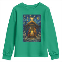 Jesus Christmas Youth Sweatshirt Starry Night Nativity Scene Xmas - Wonder Print Shop