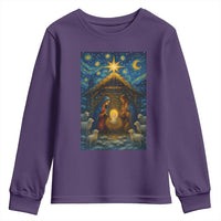 Jesus Christmas Youth Sweatshirt Starry Night Nativity Scene Xmas - Wonder Print Shop