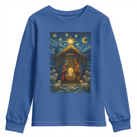 Jesus Christmas Youth Sweatshirt Starry Night Nativity Scene Xmas - Wonder Print Shop