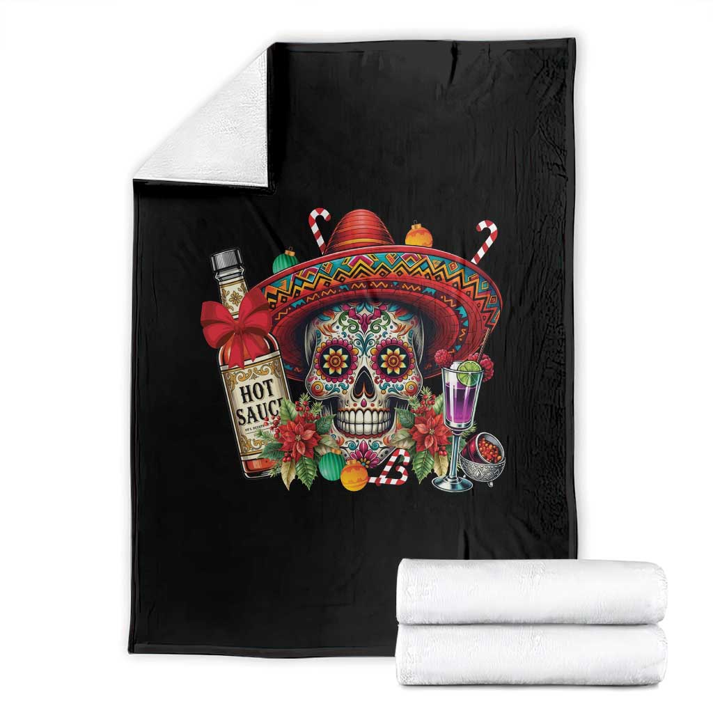 Cinco De Mayo Christmas Throw Blanket Mexican Sugar Skull Sombrero Tequila Party - Wonder Print Shop