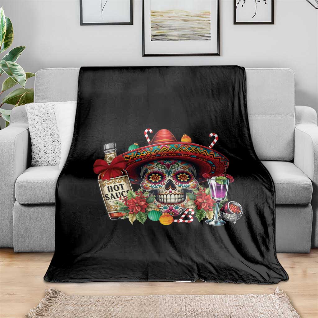 Cinco De Mayo Christmas Throw Blanket Mexican Sugar Skull Sombrero Tequila Party - Wonder Print Shop