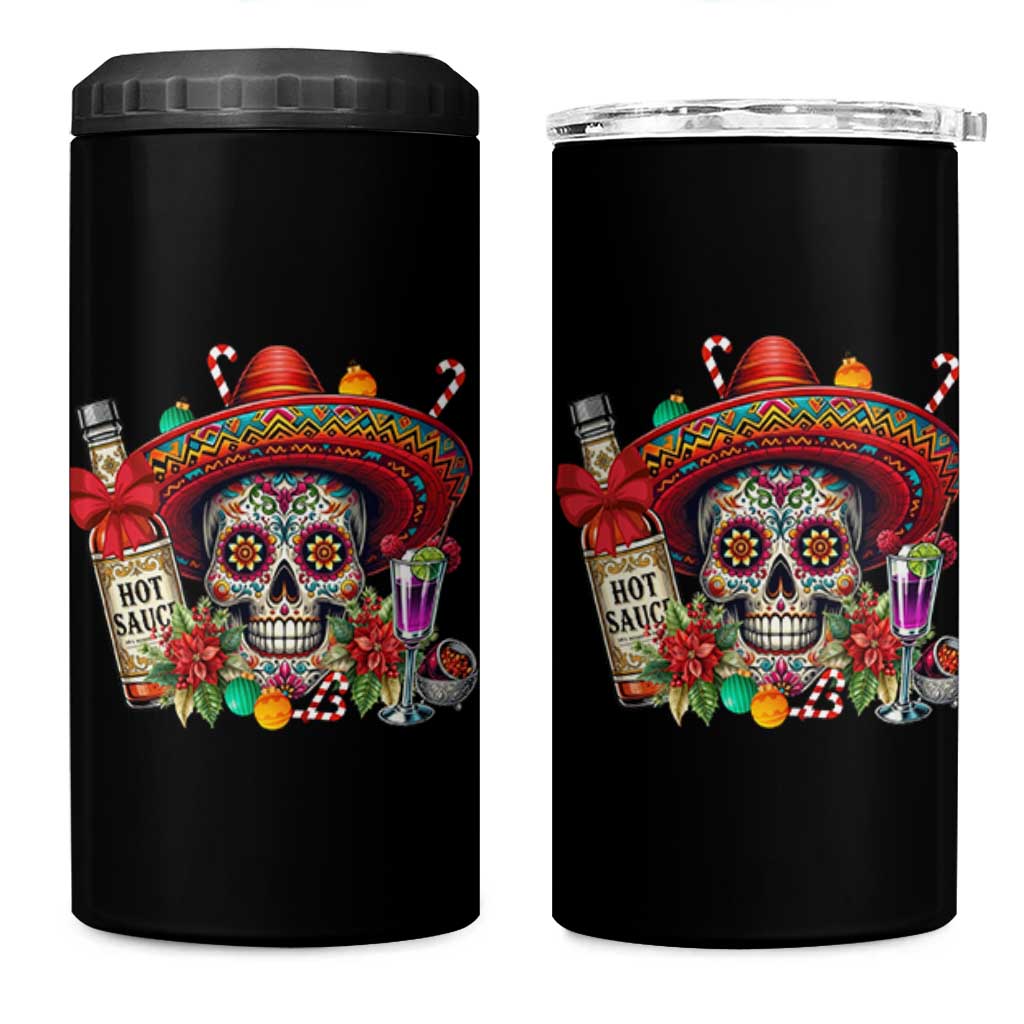 Cinco De Mayo Christmas 4 in 1 Can Cooler Tumbler Mexican Sugar Skull Sombrero Tequila Party - Wonder Print Shop
