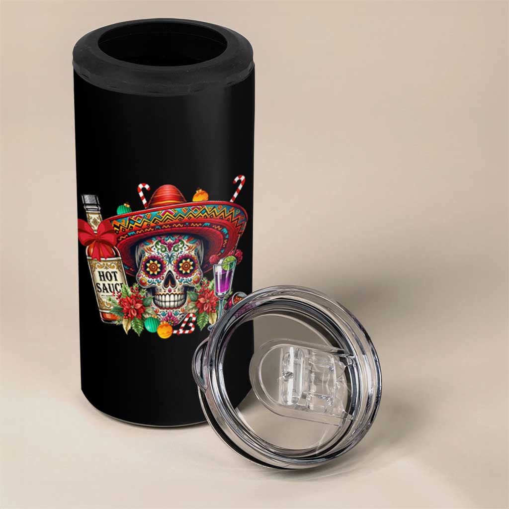 Cinco De Mayo Christmas 4 in 1 Can Cooler Tumbler Mexican Sugar Skull Sombrero Tequila Party - Wonder Print Shop