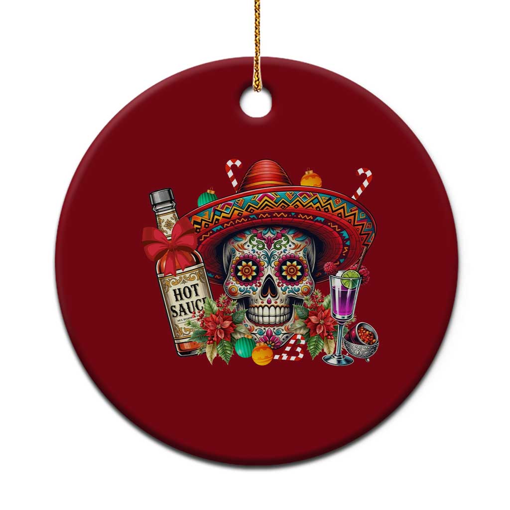 Cinco De Mayo Xmas Ceramic Ornament Mexican Sugar Skull Sombrero Tequila Party - Wonder Print Shop
