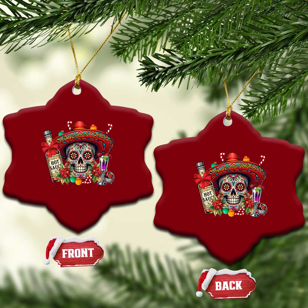 Cinco De Mayo Xmas Ceramic Ornament Mexican Sugar Skull Sombrero Tequila Party - Wonder Print Shop