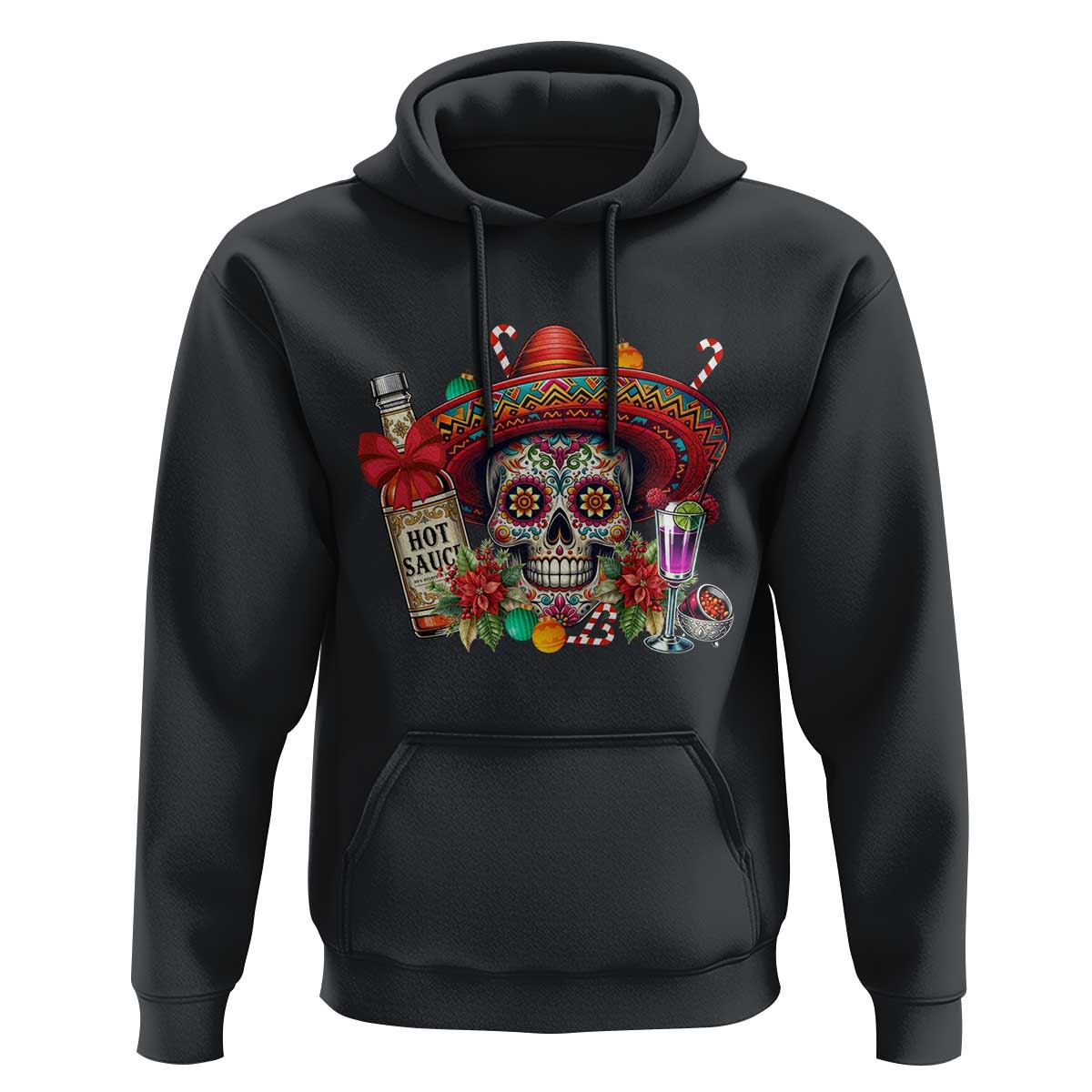Cinco De Mayo Christmas Hoodie Mexican Sugar Skull Sombrero Tequila Party - Wonder Print Shop