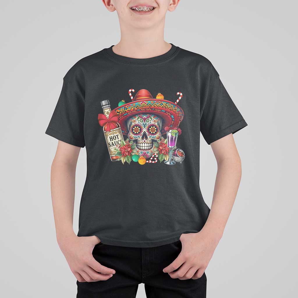 Cinco De Mayo Christmas T Shirt For Kid Mexican Sugar Skull Sombrero Tequila Party - Wonder Print Shop