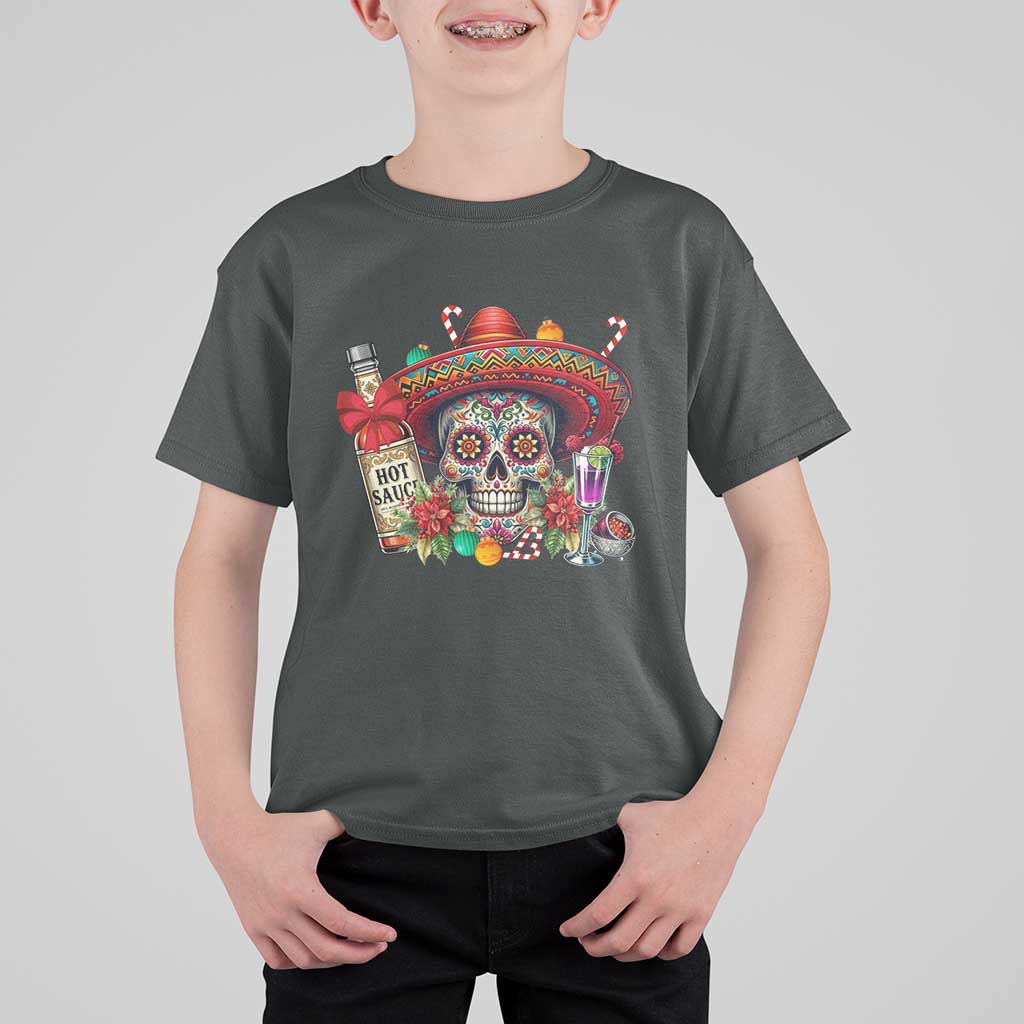 Cinco De Mayo Christmas T Shirt For Kid Mexican Sugar Skull Sombrero Tequila Party - Wonder Print Shop