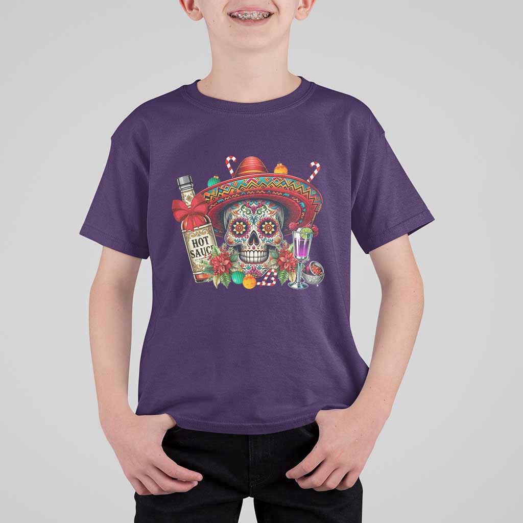 Cinco De Mayo Christmas T Shirt For Kid Mexican Sugar Skull Sombrero Tequila Party - Wonder Print Shop