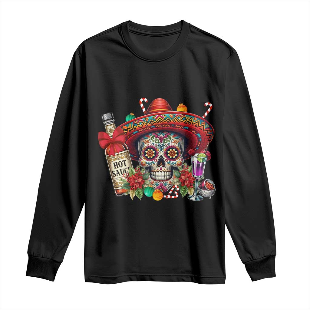 Cinco De Mayo Christmas Long Sleeve Shirt Mexican Sugar Skull Sombrero Tequila Party - Wonder Print Shop