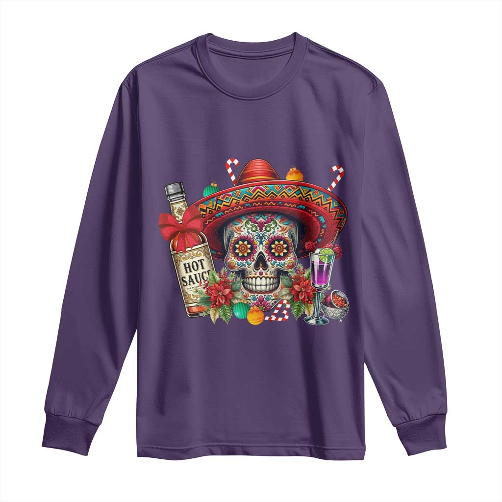 Cinco De Mayo Christmas Long Sleeve Shirt Mexican Sugar Skull Sombrero Tequila Party - Wonder Print Shop