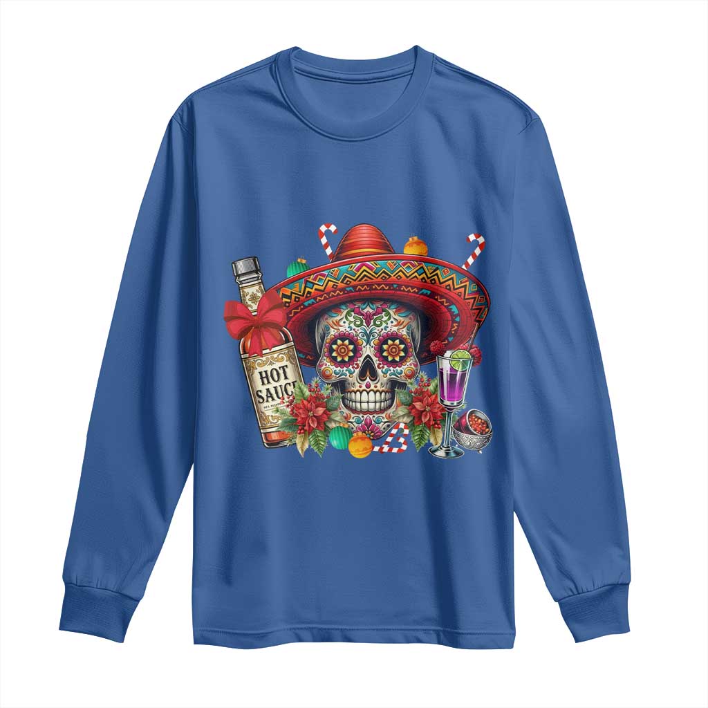Cinco De Mayo Christmas Long Sleeve Shirt Mexican Sugar Skull Sombrero Tequila Party - Wonder Print Shop