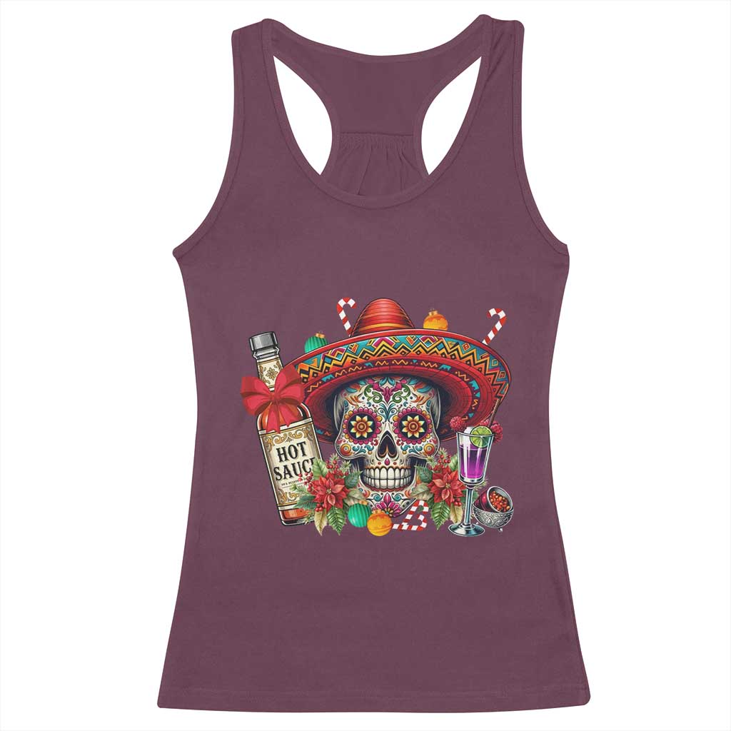 Cinco De Mayo Christmas Racerback Tank Top Mexican Sugar Skull Sombrero Tequila Party - Wonder Print Shop