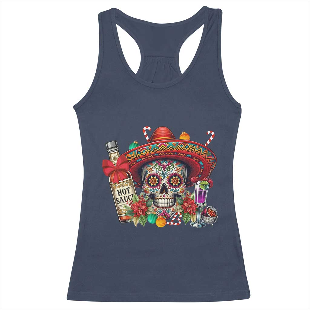 Cinco De Mayo Christmas Racerback Tank Top Mexican Sugar Skull Sombrero Tequila Party - Wonder Print Shop